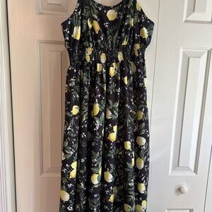 SHEIN Black Lemon Pattern Dress
